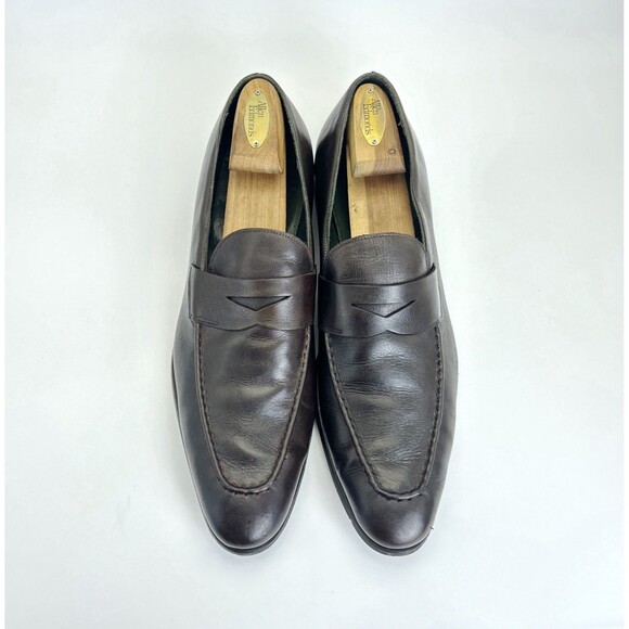 Savile Row London Penny Loafers Mens Sz 12 Dark Brown Leather Apron Toe Dress main image 6